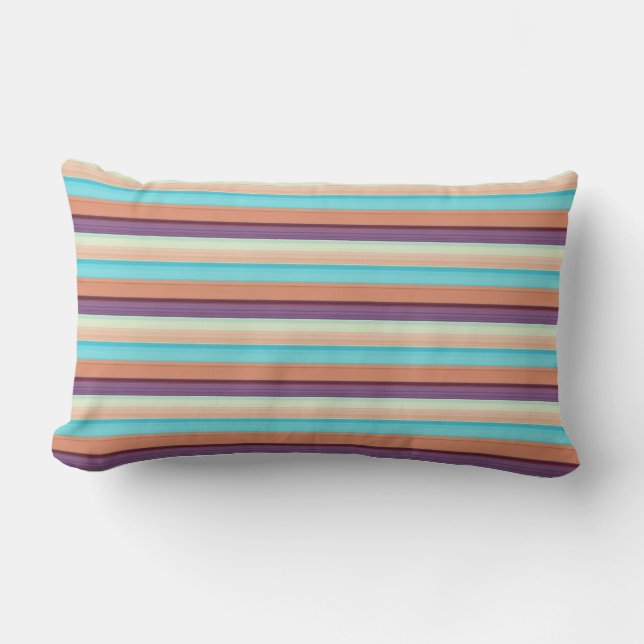 Coussin Rectangle Jolies rayures bleues marron  (Recto)