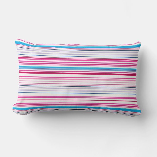 Coussin Rectangle Jolies rayures bleues roses (Recto)