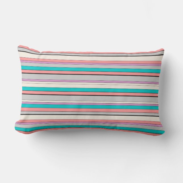 Coussin Rectangle Jolies rayures grises aqua (Recto)