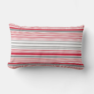 Coussin Rectangle Jolies rayures grises rouges