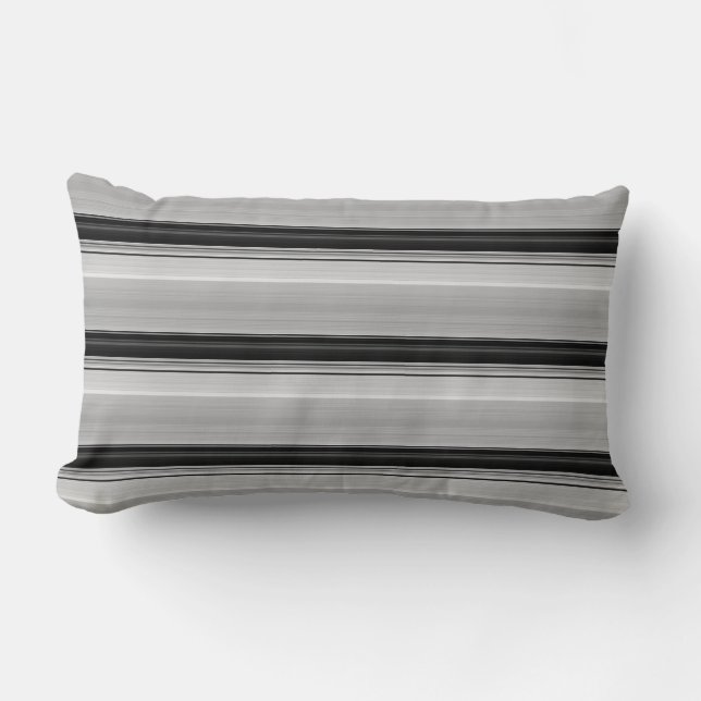 Coussin Rectangle Jolies rayures noir gris (Recto)