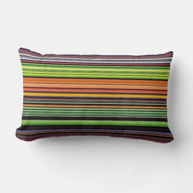 Coussin Rectangle Jolies rayures noires colorées (Recto)