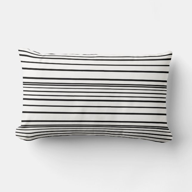 Coussin Rectangle Jolies rayures noires et blanches (Recto)