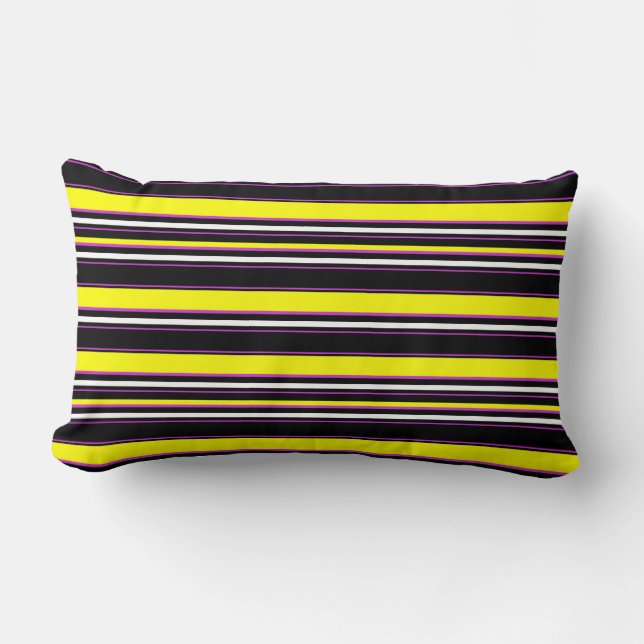 Coussin Rectangle Jolies rayures noires jaunes (Recto)