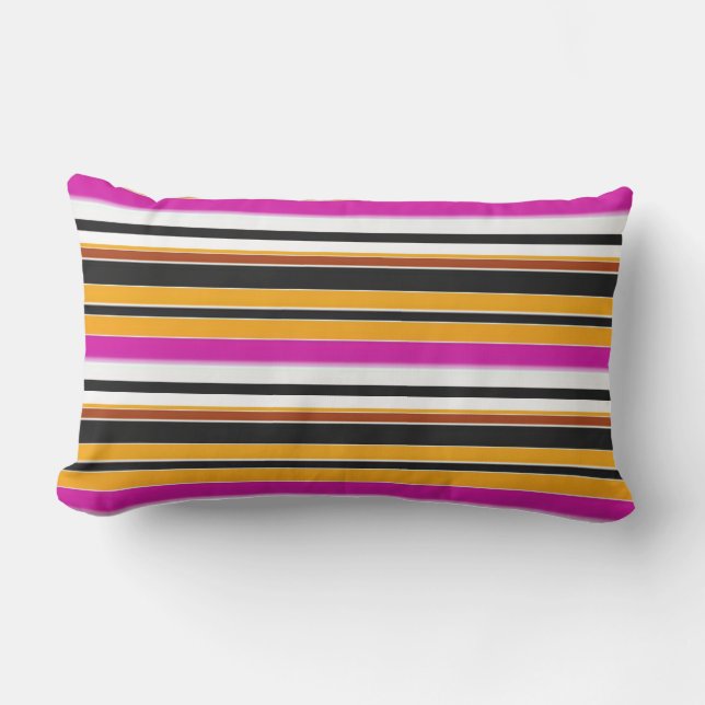 Coussin Rectangle Jolies rayures noires orange (Recto)
