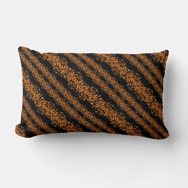 Coussin Rectangle Jolies rayures noires orange pour ornement (Recto)