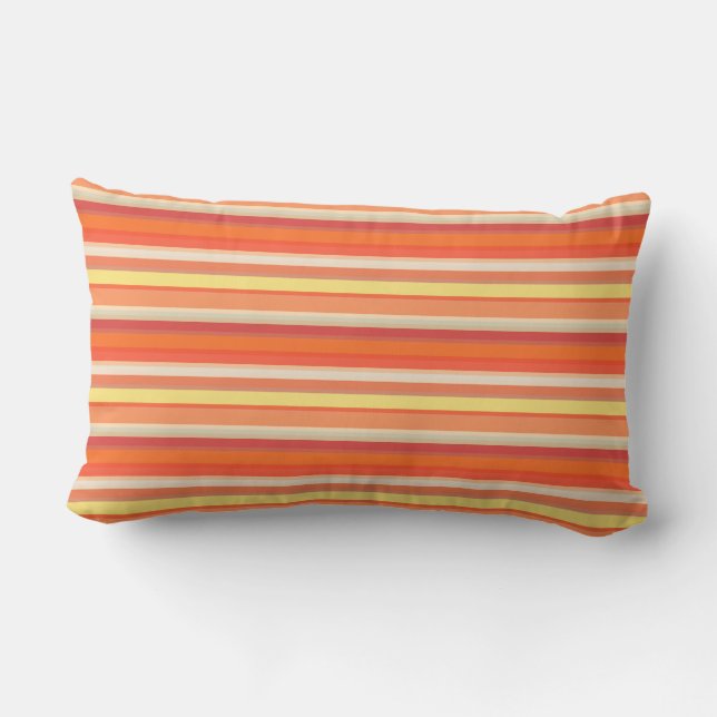 Coussin Rectangle Jolies rayures orange rouge  (Verso)