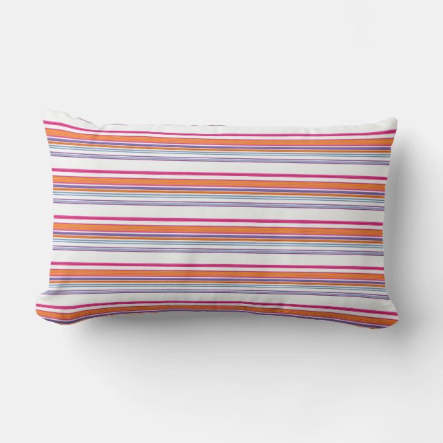 Coussin Rectangle Jolies rayures rose orange (Recto)