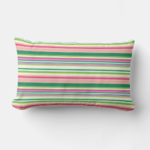 Coussin Rectangle Jolies rayures roses vertes