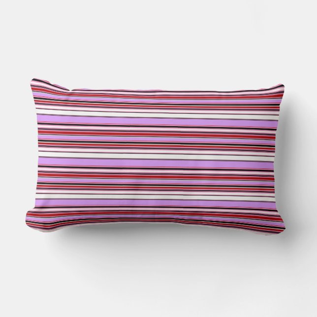 Coussin Rectangle Jolies rayures rouge violet (Recto)