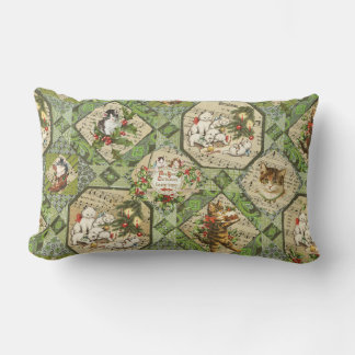 Coussin Rectangle Jolis Chats de Noël Victorien Vintage