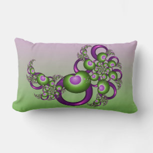 Coussin Rectangle Jolis cœurs verts roses modernes abstraits fractal