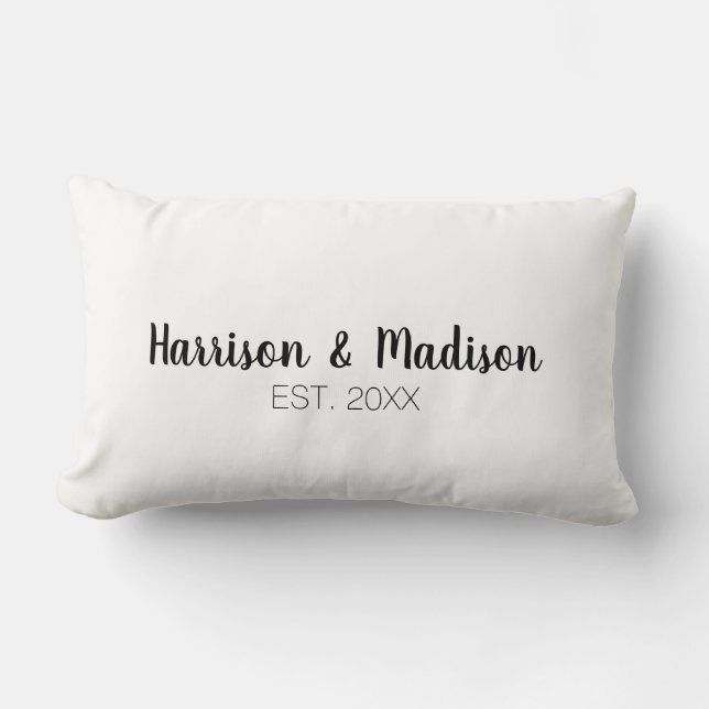 Coussin Rectangle Jolis noms de couple en script personnalisé noir b (Recto)