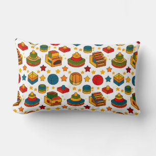 Coussin Rectangle Jouets colorés et motifs de formes pour enfants