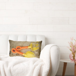 Coussin Rectangle Jouets de plage de sable jaune et orange
