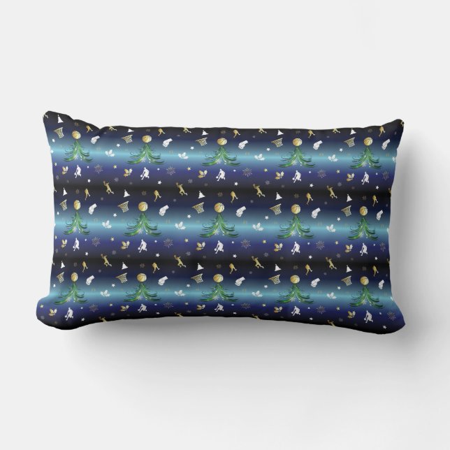 Coussin Rectangle Joueur de basket Arbre de Noël (Recto)