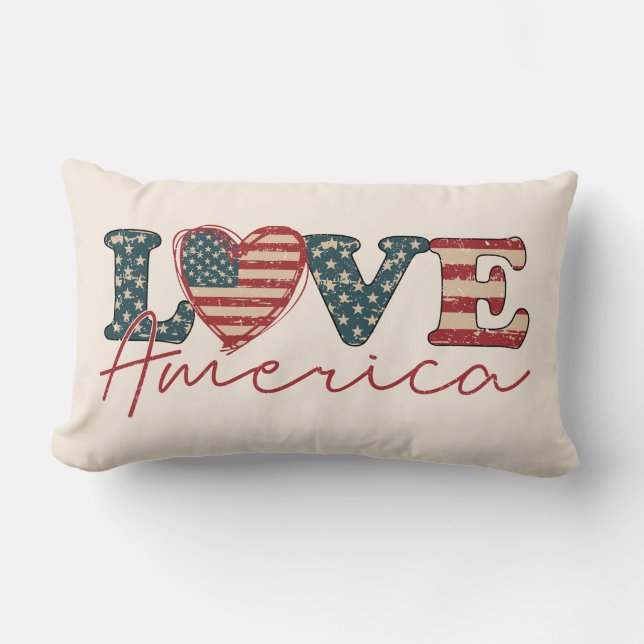 Coussin Rectangle JOUR DE L'INDÉPENDANCE America LOVE (Recto)