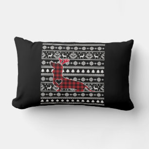Coussin Rectangle Jour de Noël du chien Dachshund Red Plaid Buffalo
