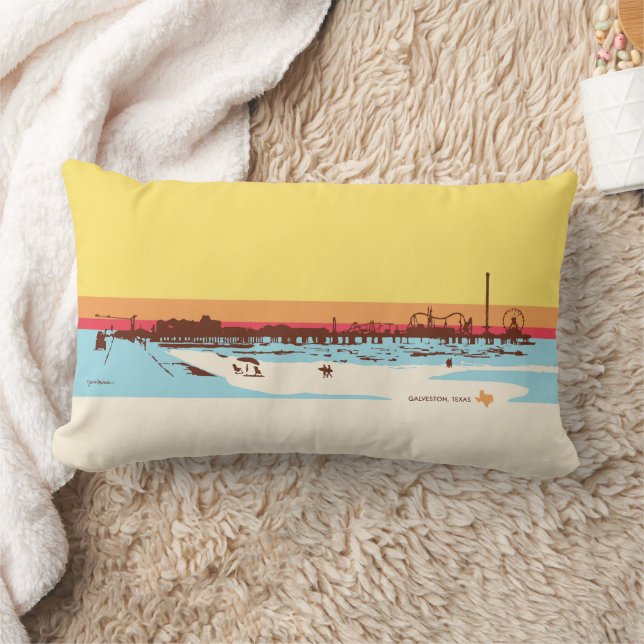 Coussin Rectangle Jours de surf - Galveston Island, Pleasure Pier (Couverture)