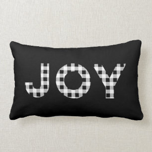 Coussin Rectangle Joy Buffalo Check Black White Holiday Jets Oreille