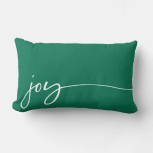 Coussin Rectangle Joy Emerald Green Élégant Script simple