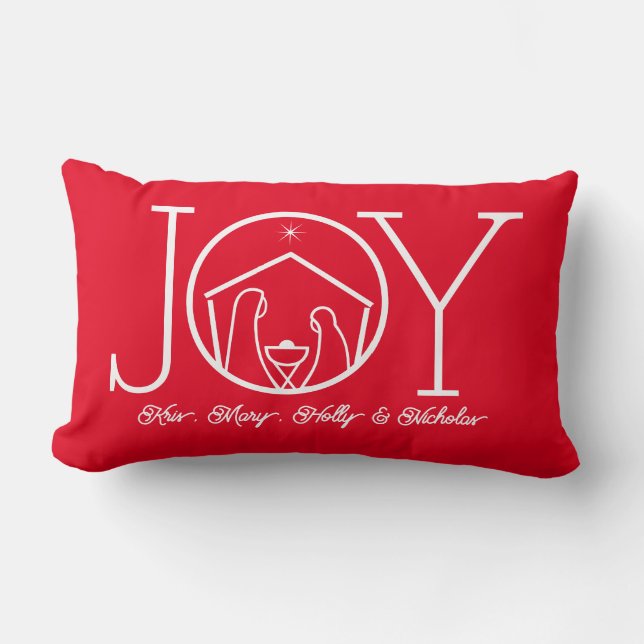 Coussin Rectangle JOY Nativité Christian Noël Nom de famille (Recto)