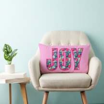 JOY Word Art à Fuchsia rose et vert Turquoise