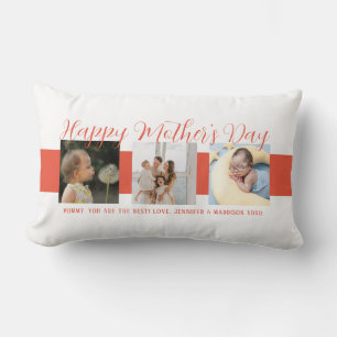 Coussin Rectangle Joyeuse fête des mères Maman Pink Script Photo Kee