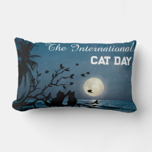 Coussin Rectangle Joyeuse Journée internationale du chat Chat noir s