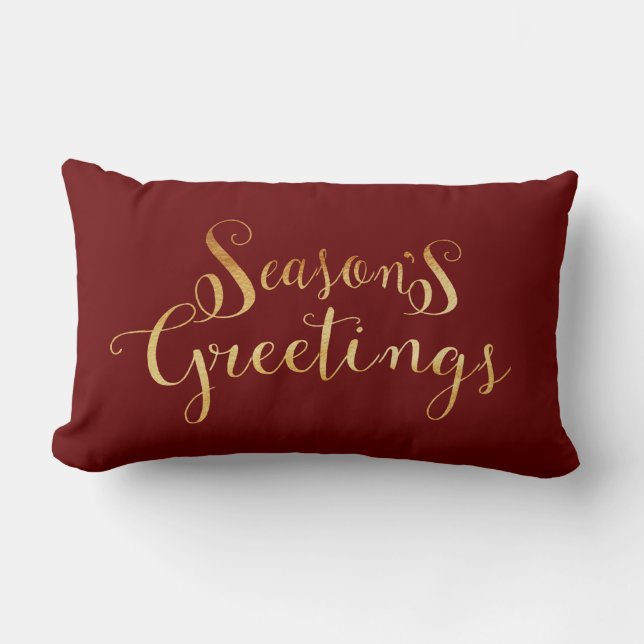 Coussin Rectangle Joyeuses Fêtes Gold Script Élégant vacances (Recto)