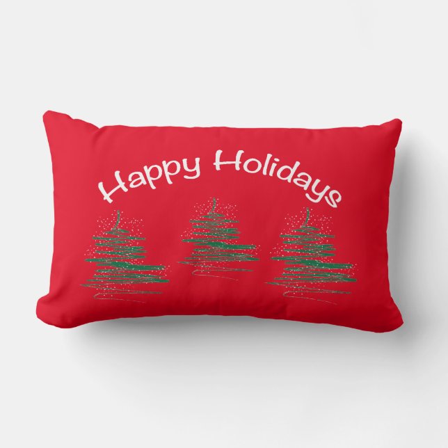 Coussin Rectangle Joyeuses fêtes, Noël - moderne Red Lumbar Pill (Recto)