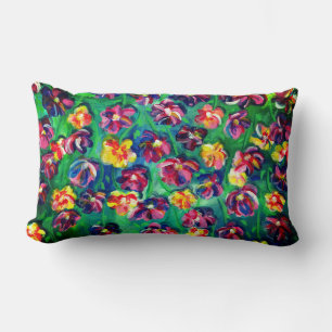 Coussin Rectangle Joyeuses Fleurs colorées Oeuvre originale
