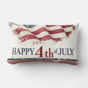 Coussin Rectangle Joyeux 4 juillet - Drapeau américain design vintag