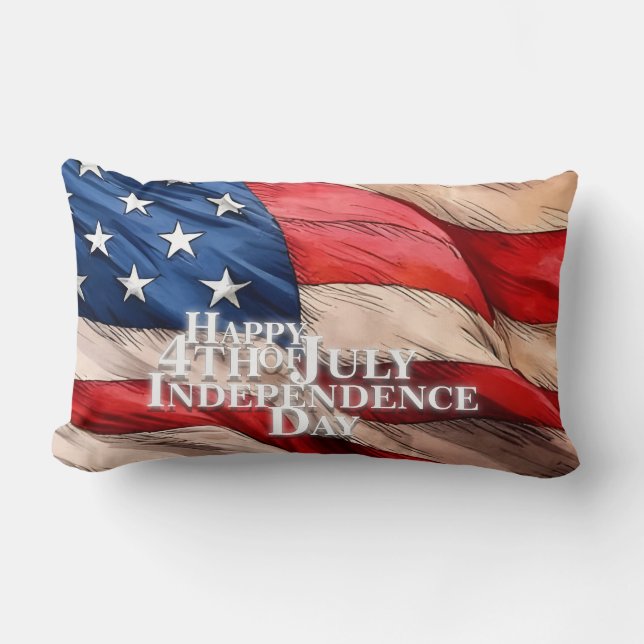 Coussin Rectangle Joyeux 4 juillet - Fête de l'Indépendance (Recto)