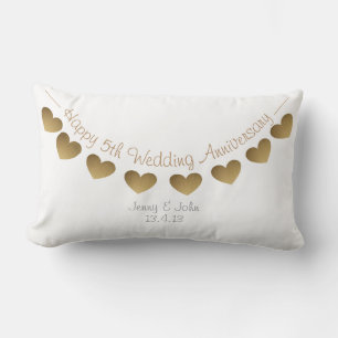 Coussin Rectangle Joyeux 5e anniversaire Mariage, boisé