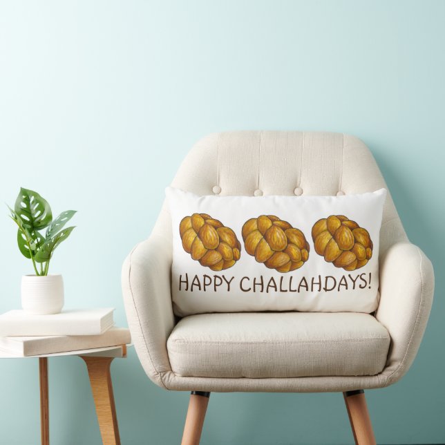 Coussin Rectangle Joyeux Challahdays Challah Pain Hanoukka Holiday (Chaise)