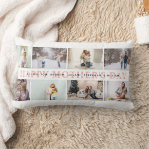 Coussin Rectangle Joyeux Collage de photos roses de la fête des mè
