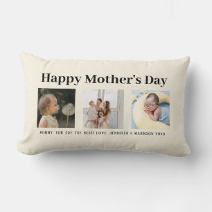 Coussin Rectangle Joyeux fête des mères maman Biege Script photo Kee