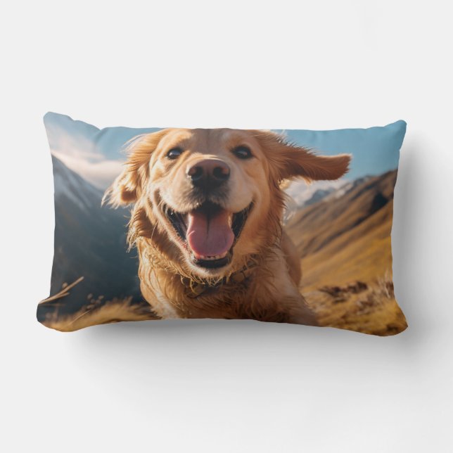 Coussin Rectangle Joyeux Golden Retriever en cours (Recto)