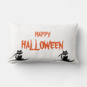 Coussin Rectangle Joyeux Halloween Cat effrayant blanc Throw