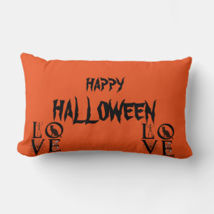 Coussin Rectangle Joyeux Halloween Cat effrayant Crâne Orange Throw