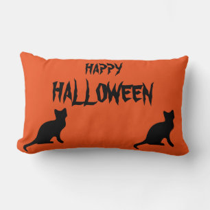 Coussin Rectangle Joyeux Halloween Cat effrayant Orange Throw