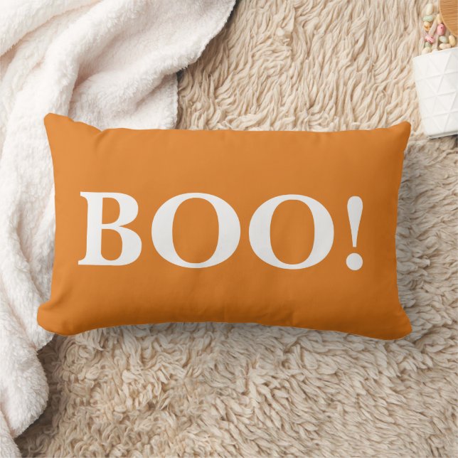 Coussin Rectangle Joyeux Halloween Orange Boo! (Couverture)