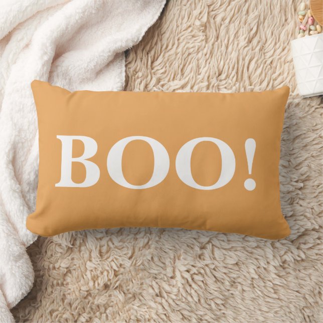 Coussin Rectangle Joyeux Halloween Orange Boo! (Couverture)
