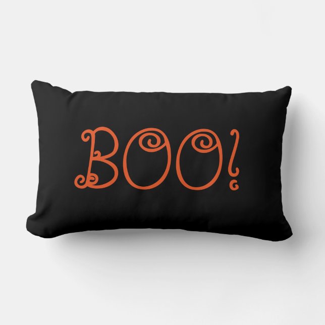 Coussin Rectangle Joyeux Halloween Orange Chevron Boo! (Recto)