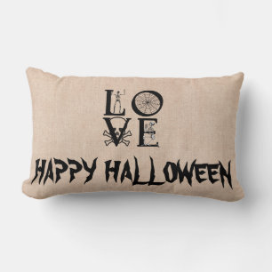 Coussin Rectangle Joyeux Halloween Sorcière avec son Balai Lancette 