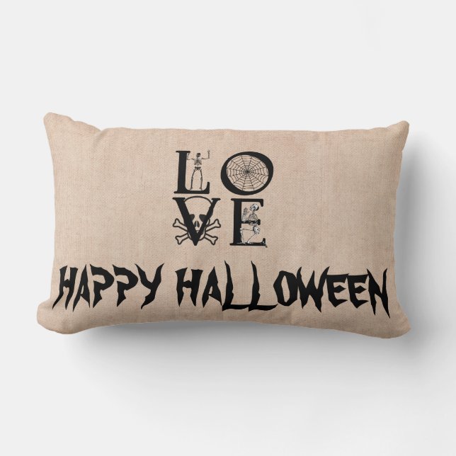 Coussin Rectangle Joyeux Halloween Sorcière avec son Balai Lancette  (Recto)