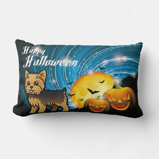 Coussin Rectangle Joyeux Halloween Yorkie (Recto)