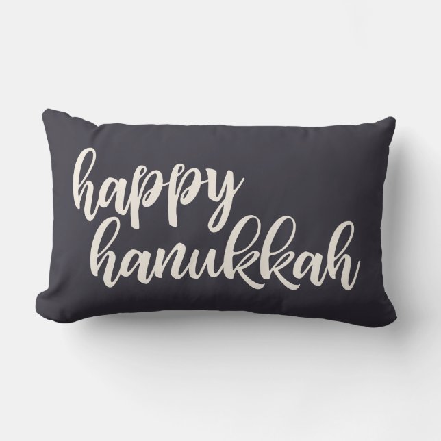 Coussin Rectangle Joyeux Hanukkah lettrage tendance de style marine  (Recto)