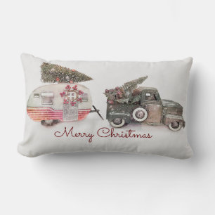 Coussin Rectangle Joyeux Jouet de Noël Camion et remorque de voyage